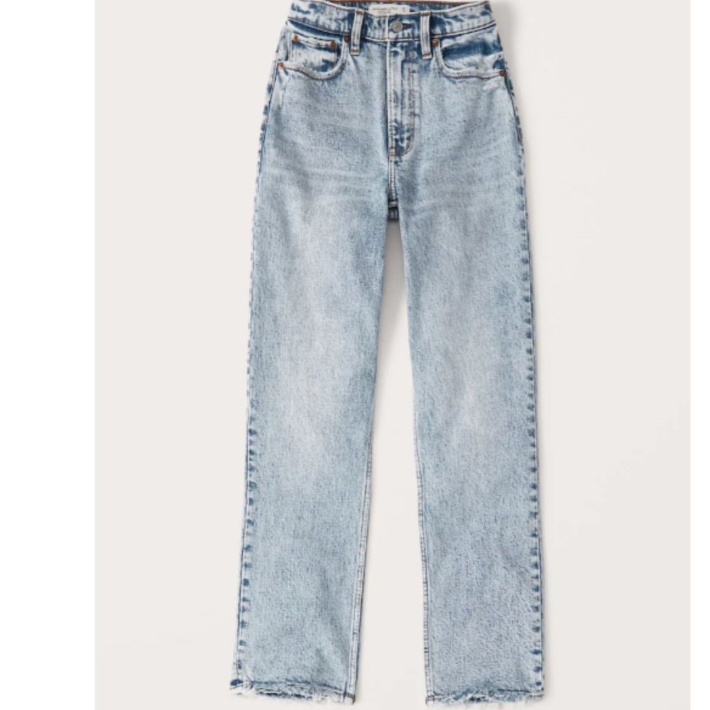 Abercrombie 90s Ultra High Rise Acid Wash Straight Jeans (24S)
